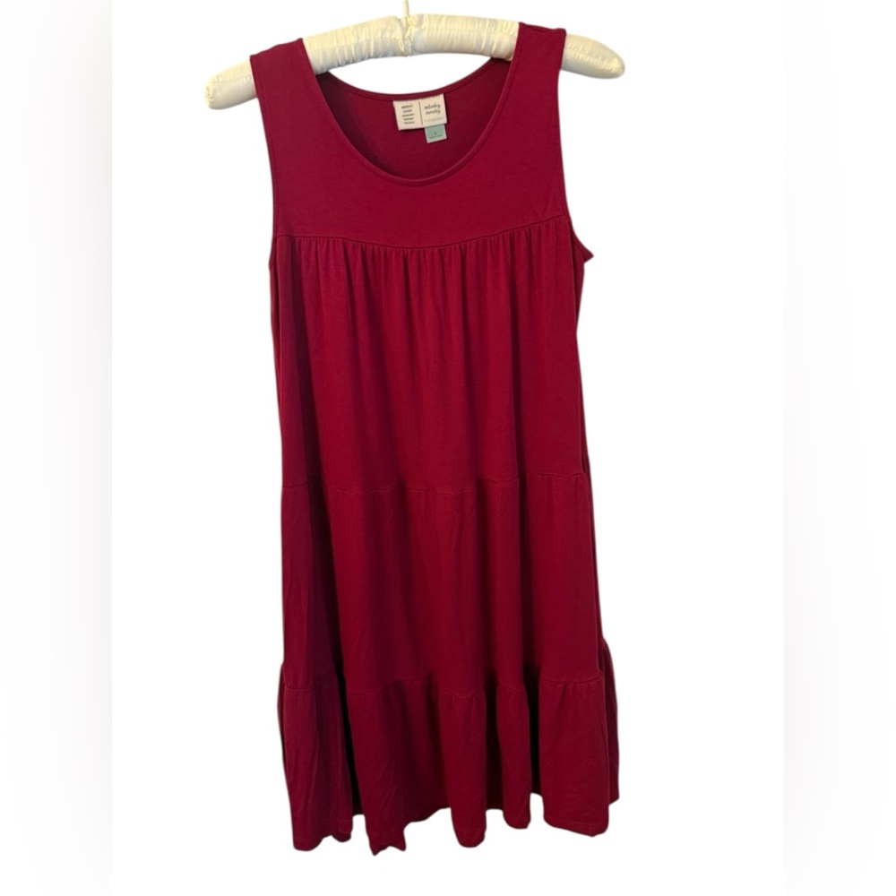 Anthropologie Dress Saturday/Sunday Cranberry Sleeveless Knit Midi Size S